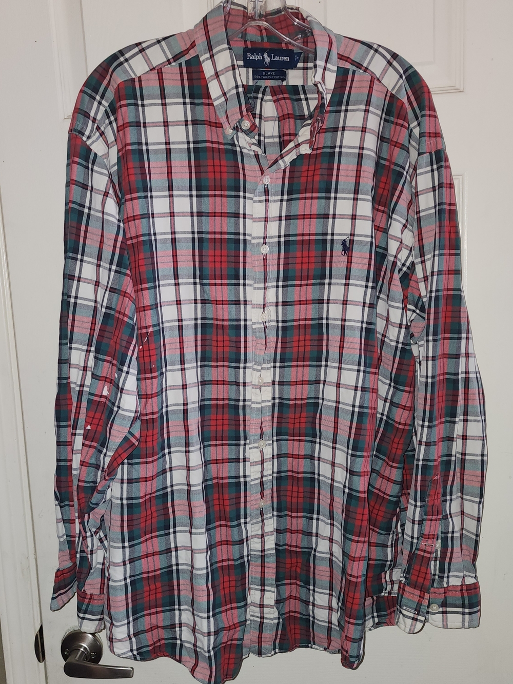 Ralph Lauren Red, Green & White Plaid Button-Down Shirt